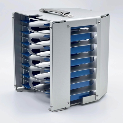 Harga yang bagus Kaset Wafer Logam 8 Inci 7 Slot Kustom Untuk Pembawa Wafer Dengan Lapisan Teflon Biru on line