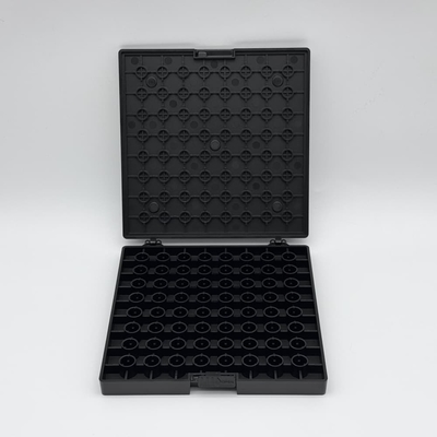 Harga yang bagus Black ESD PC Clamshell chip tray dengan mekanisme kunci on line