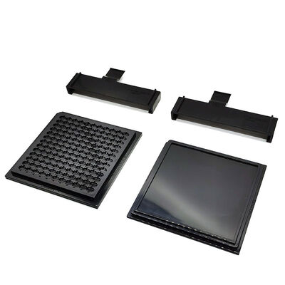 Square Desain ESD IC Chip Tray Dengan Kompatibilitas Tinggi Waffle Pack Dengan Tutup Dan Klip